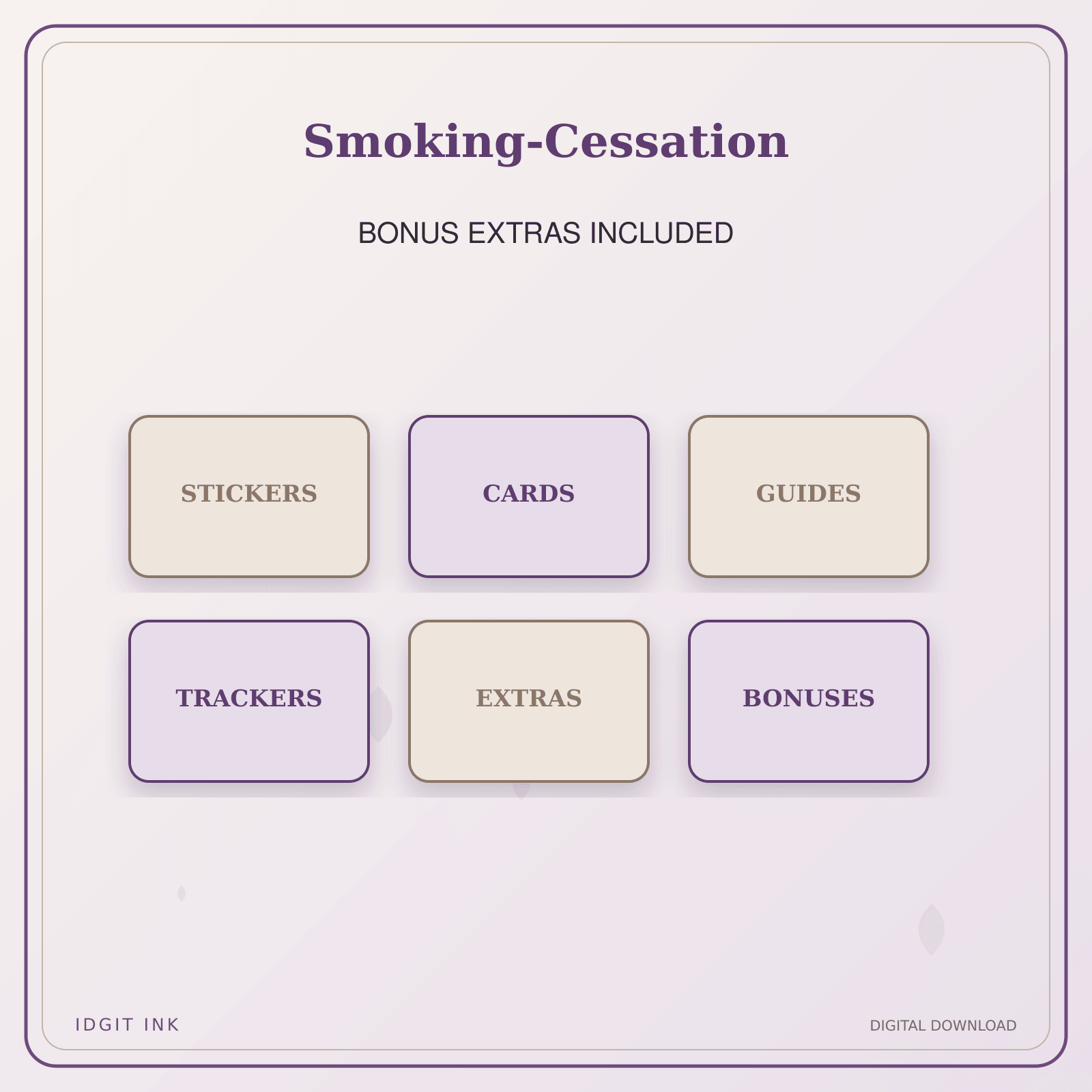 Idgit Ink Smoking-Cessation deluxe journal and planner bundle — included digital stickers and cards