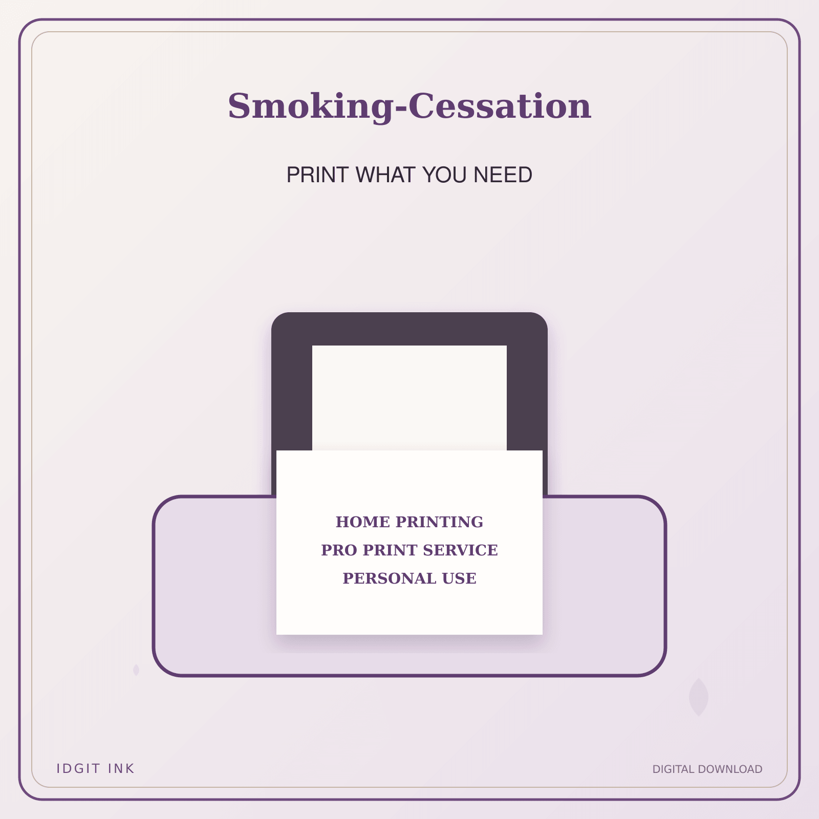 Idgit Ink Smoking-Cessation deluxe journal and planner bundle — home and professional printing information