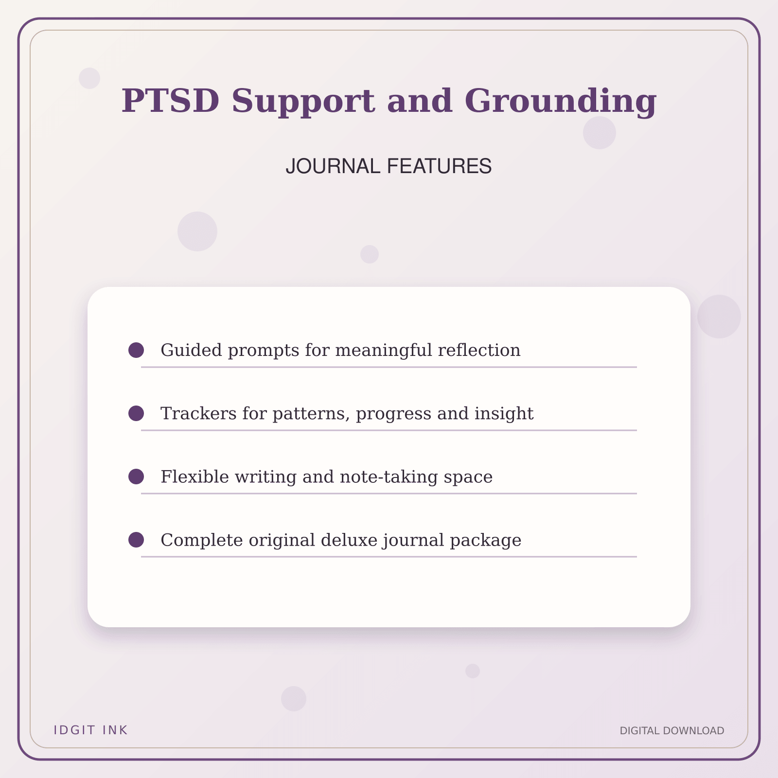Idgit Ink PTSD Support and Grounding deluxe journal and planner bundle — journal prompts and reflection features