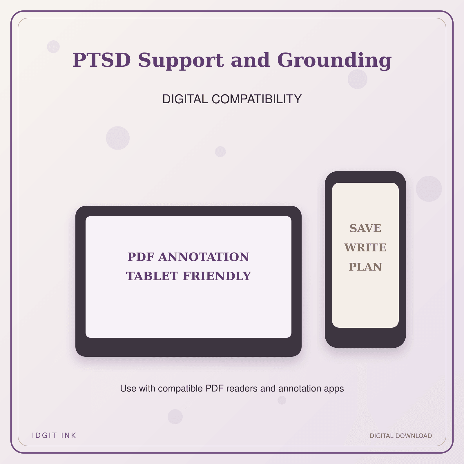 Idgit Ink PTSD Support and Grounding deluxe journal and planner bundle — tablet and pdf annotation compatibility