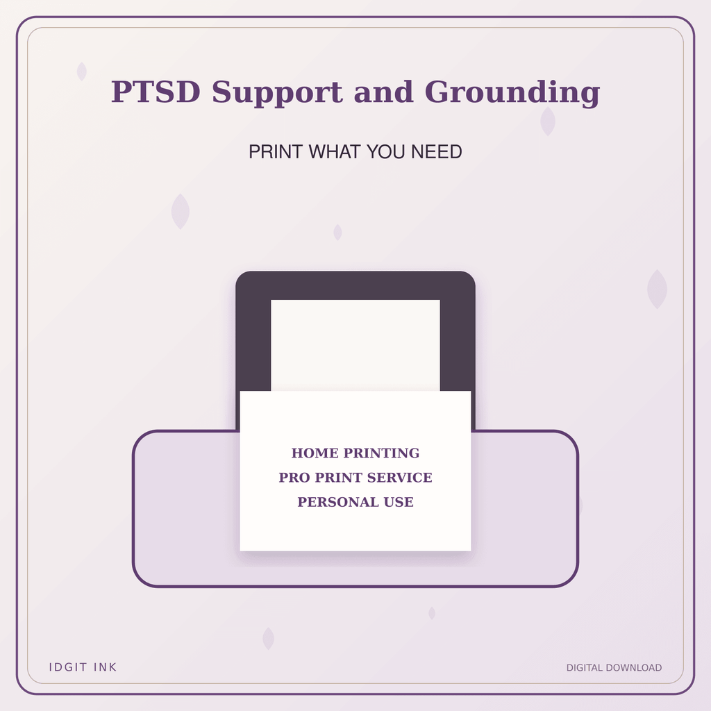 Idgit Ink PTSD Support and Grounding deluxe journal and planner bundle — home and professional printing information