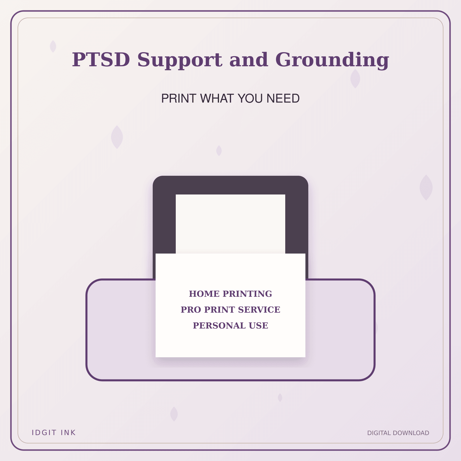 Idgit Ink PTSD Support and Grounding deluxe journal and planner bundle — home and professional printing information