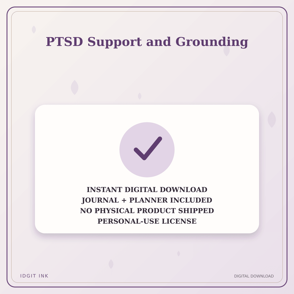 Idgit Ink PTSD Support and Grounding deluxe journal and planner bundle — instant download and no physical product notice