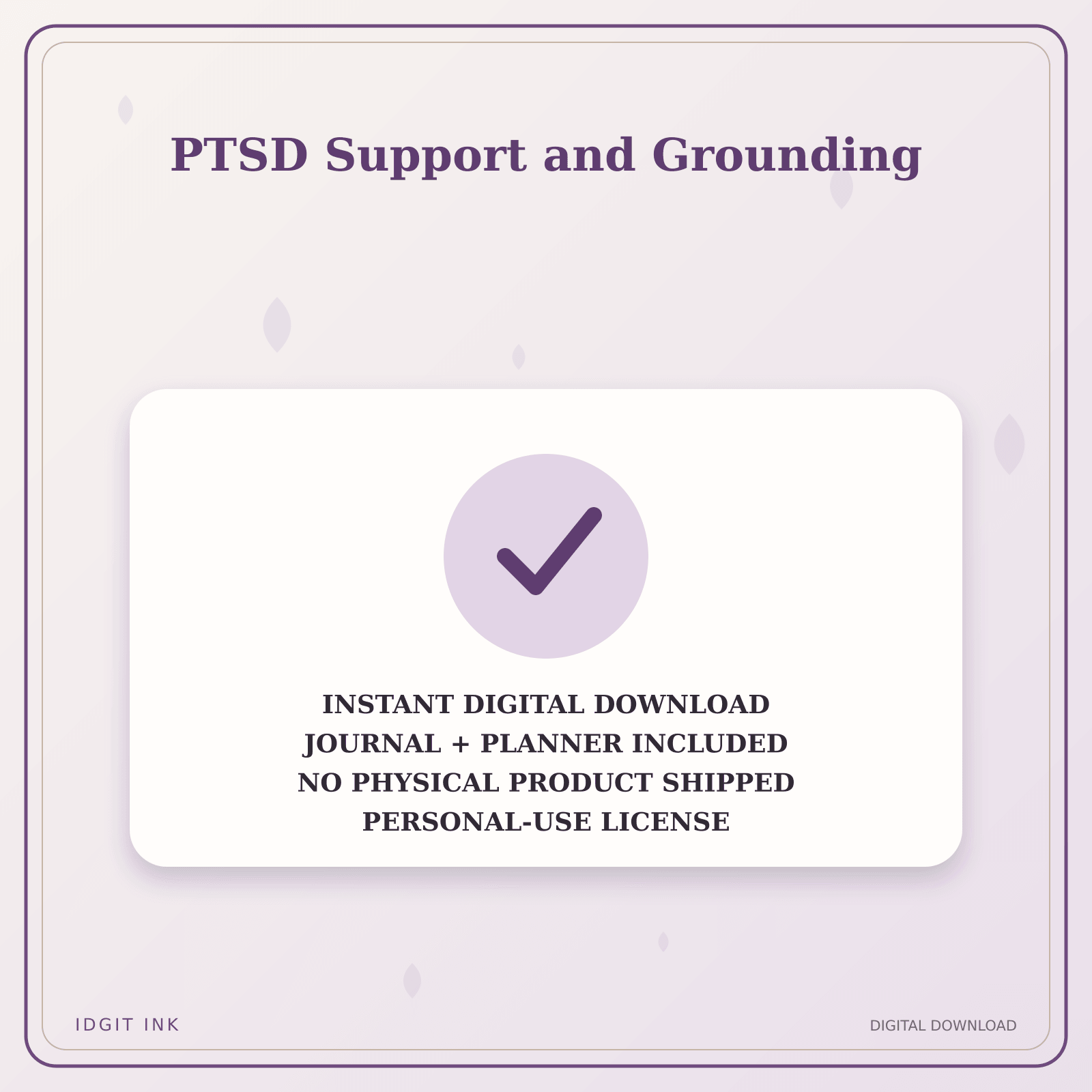 Idgit Ink PTSD Support and Grounding deluxe journal and planner bundle — instant download and no physical product notice