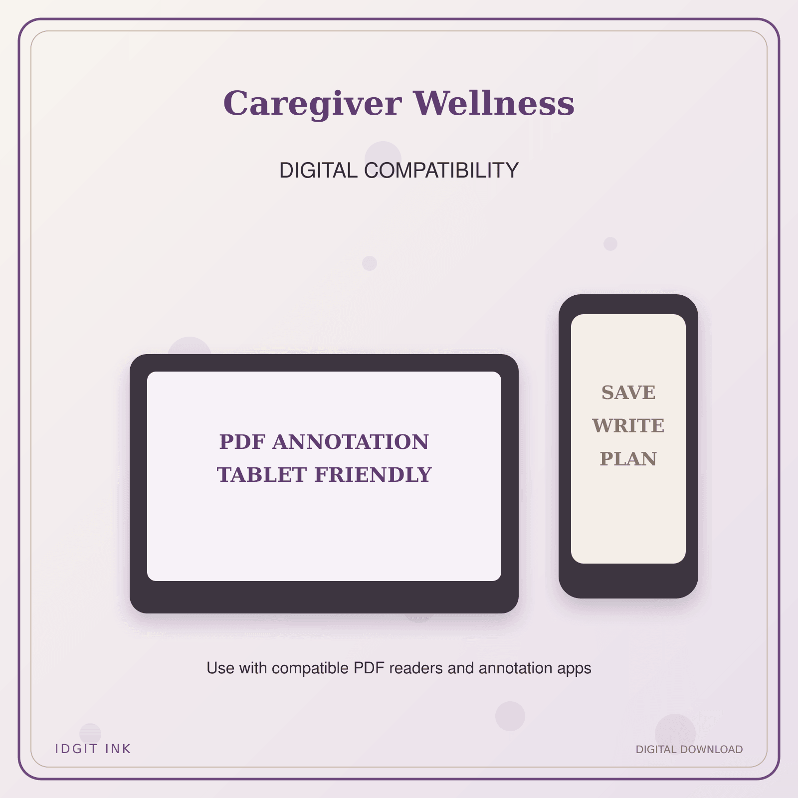 Idgit Ink Caregiver Wellness deluxe journal and planner bundle — tablet and pdf annotation compatibility