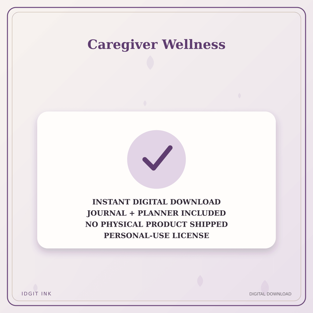 Idgit Ink Caregiver Wellness deluxe journal and planner bundle — instant download and no physical product notice