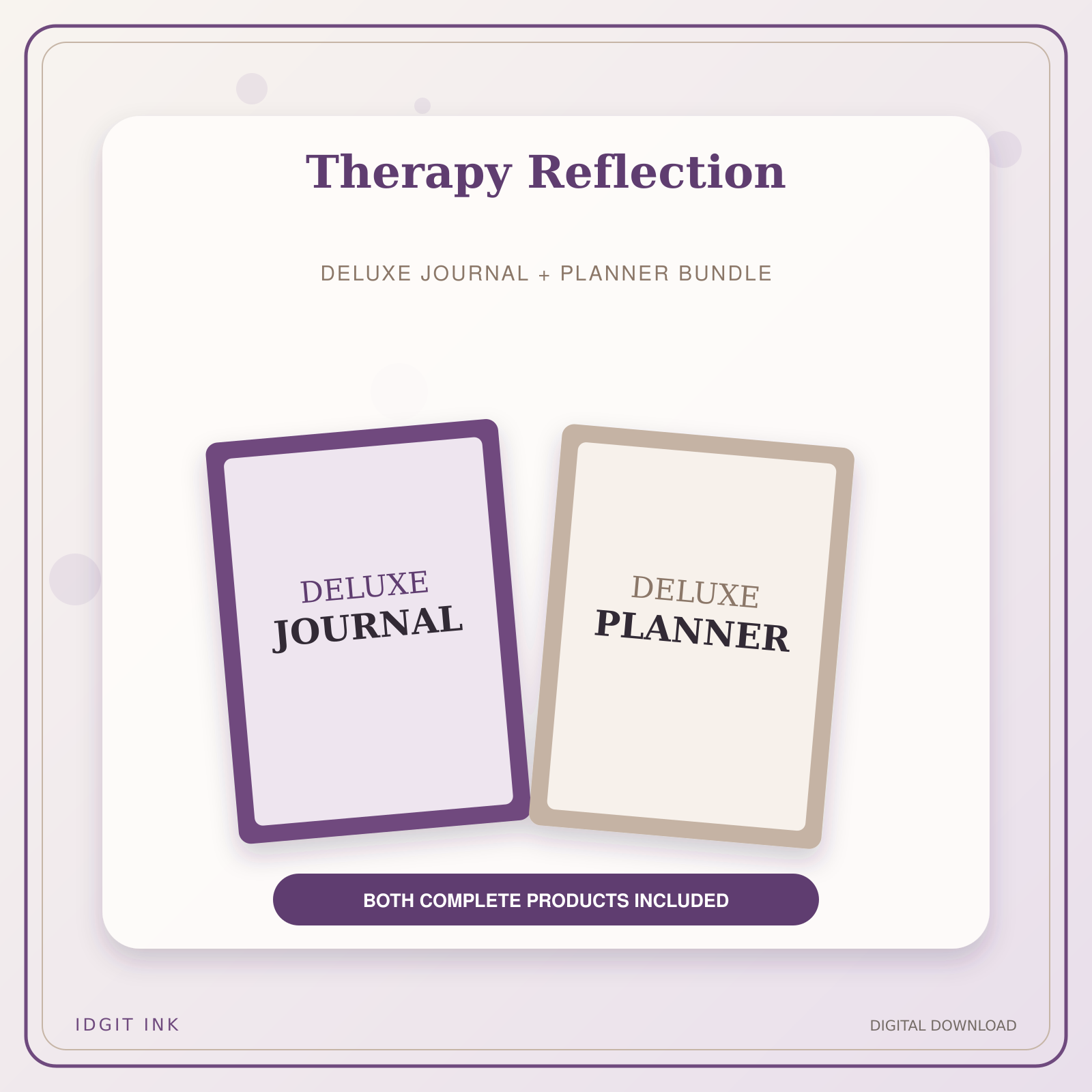 Idgit Ink Therapy Reflection deluxe journal and planner bundle — primary bundle cover showing both deluxe products
