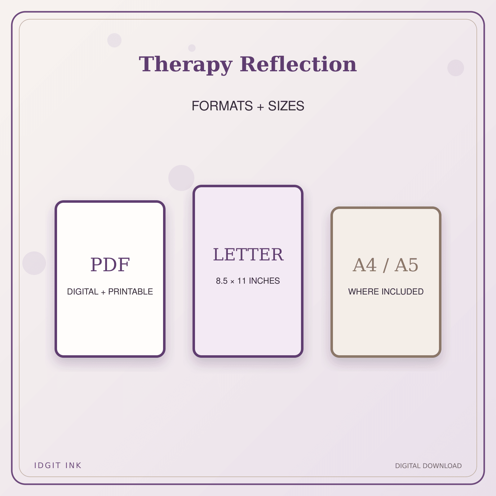 Idgit Ink Therapy Reflection deluxe journal and planner bundle — digital formats and available page sizes