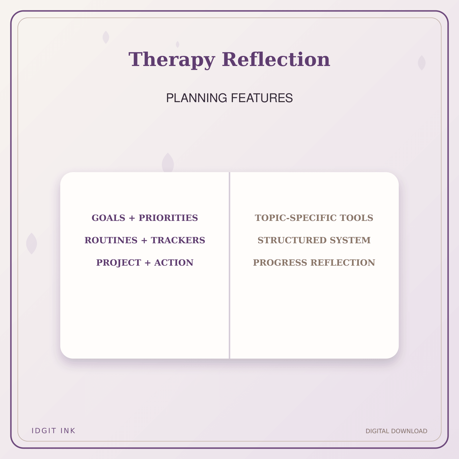 Idgit Ink Therapy Reflection deluxe journal and planner bundle — planner organization and planning features