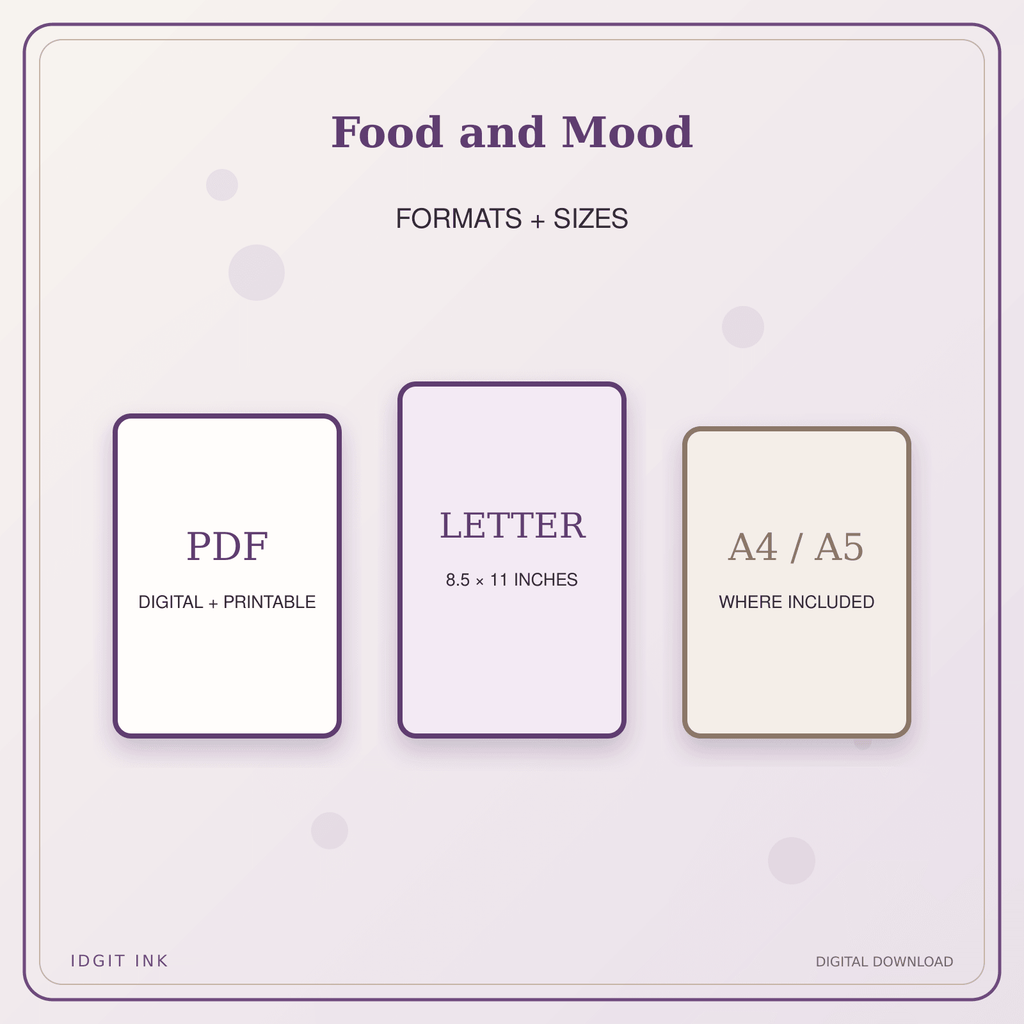 Idgit Ink Food and Mood deluxe journal and planner bundle — digital formats and available page sizes