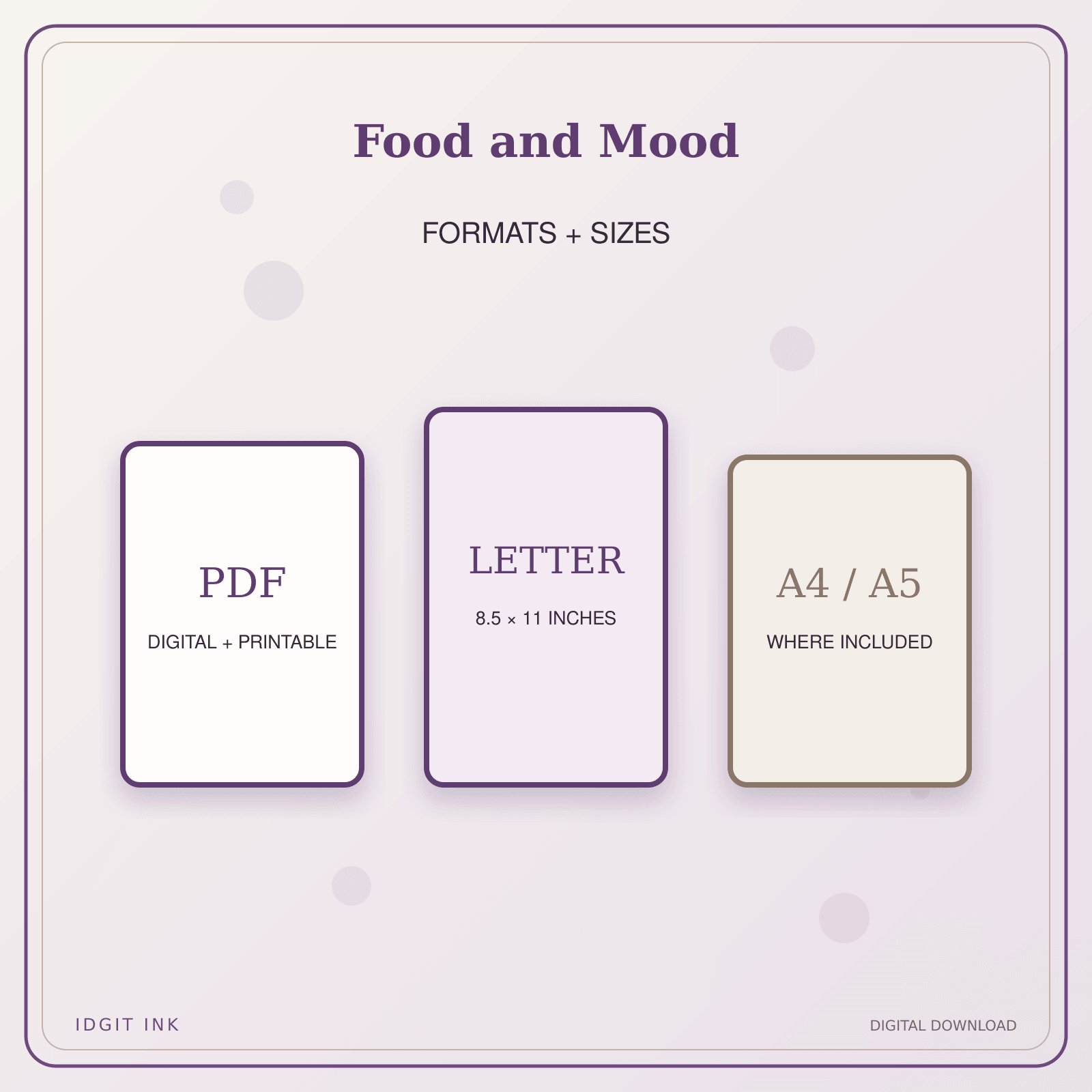 Idgit Ink Food and Mood deluxe journal and planner bundle — digital formats and available page sizes