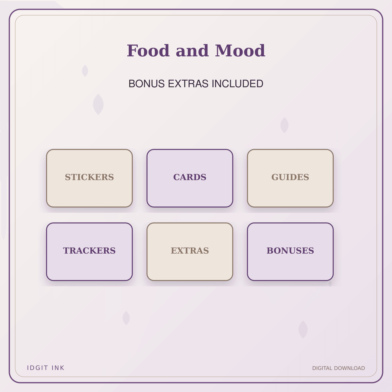 Idgit Ink Food and Mood deluxe journal and planner bundle — included digital stickers and cards