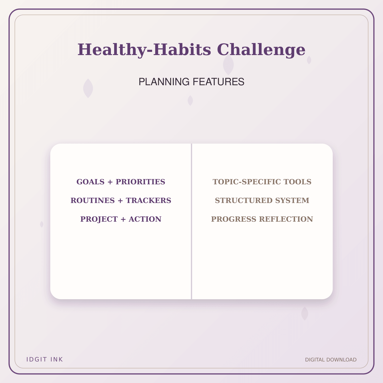 Idgit Ink Healthy-Habits Challenge deluxe journal and planner bundle — planner organization and planning features