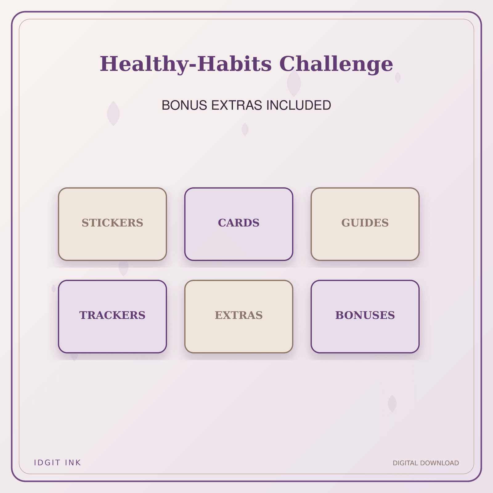 Idgit Ink Healthy-Habits Challenge deluxe journal and planner bundle — included digital stickers and cards
