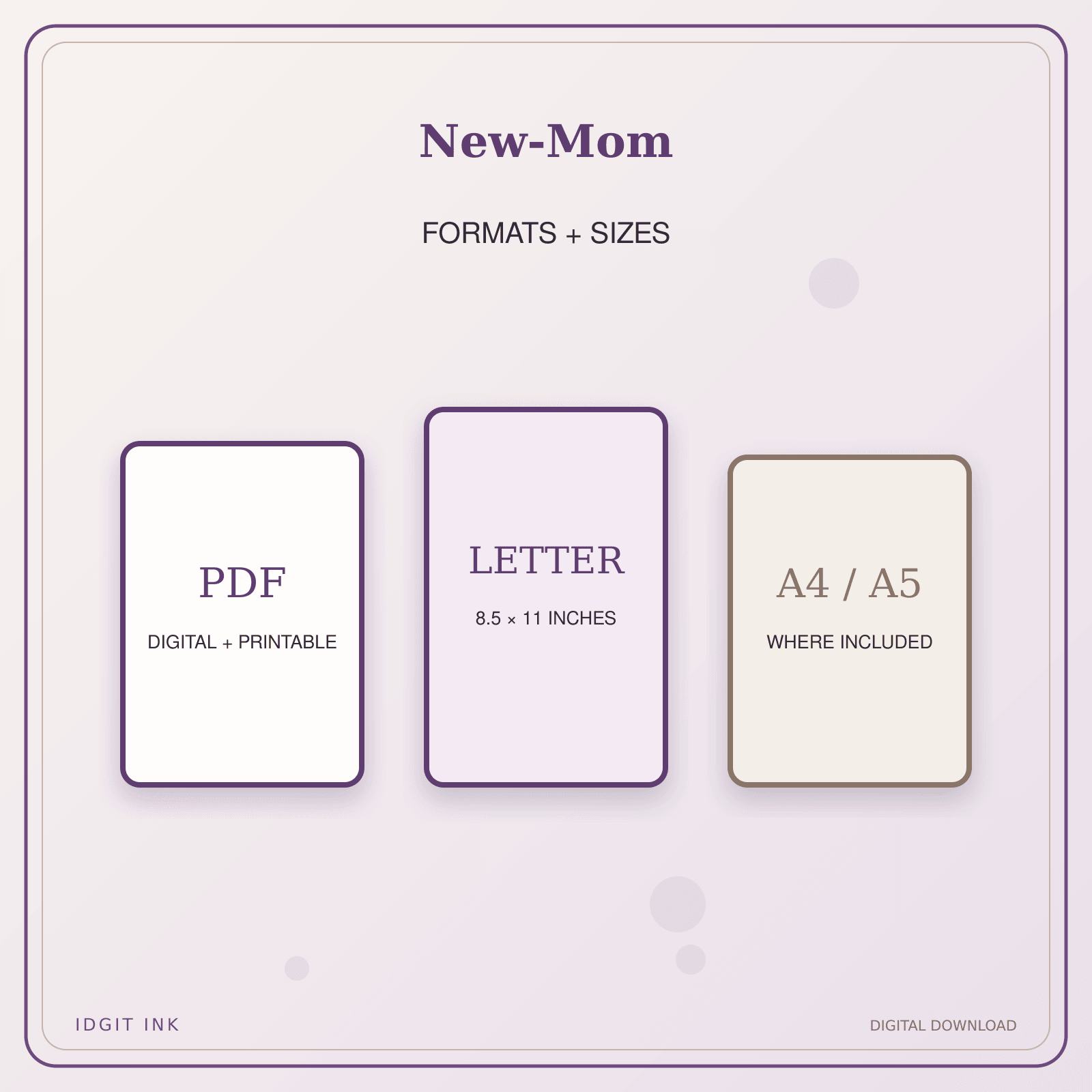 Idgit Ink New-Mom deluxe journal and planner bundle — digital formats and available page sizes