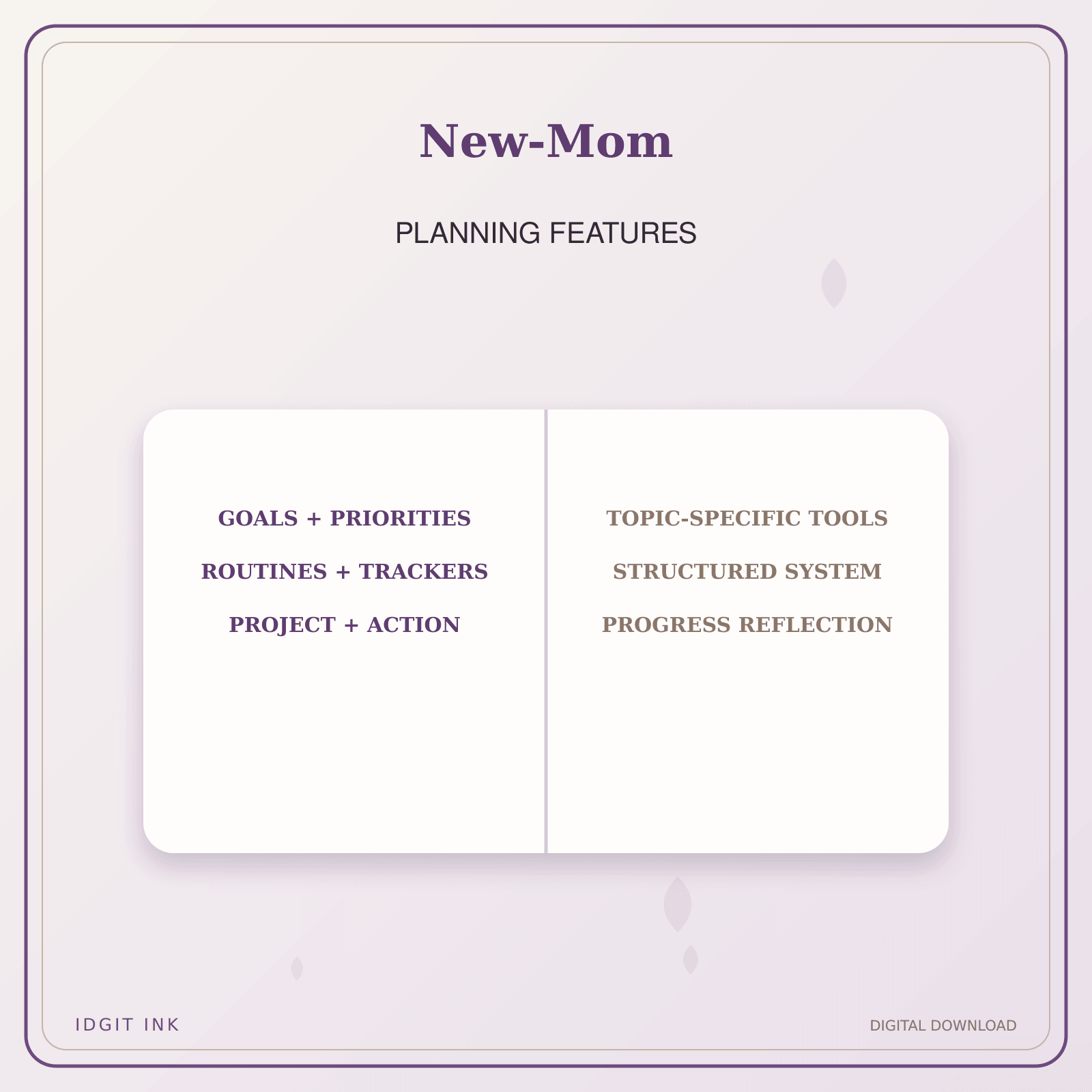 Idgit Ink New-Mom deluxe journal and planner bundle — planner organization and planning features