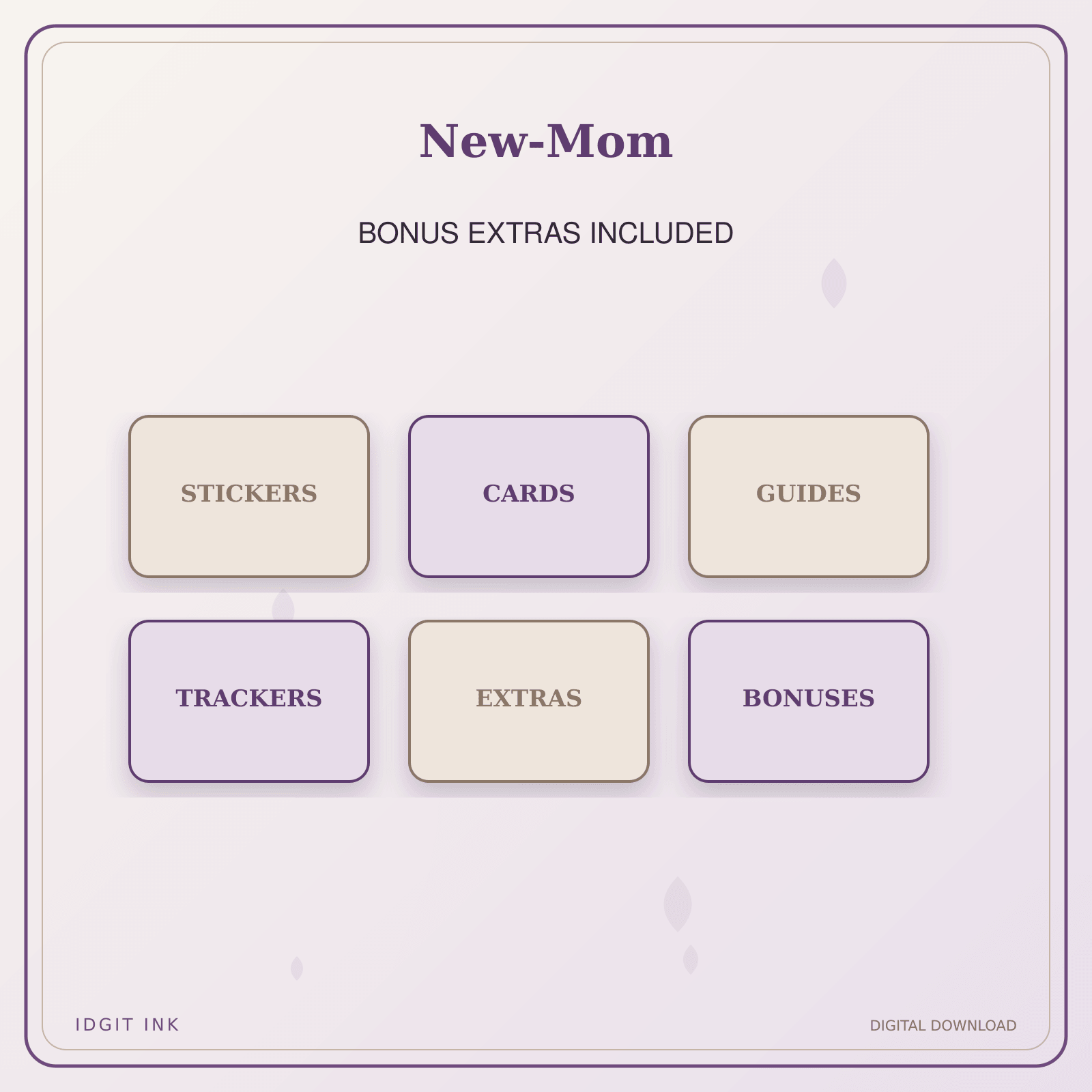 Idgit Ink New-Mom deluxe journal and planner bundle — included digital stickers and cards