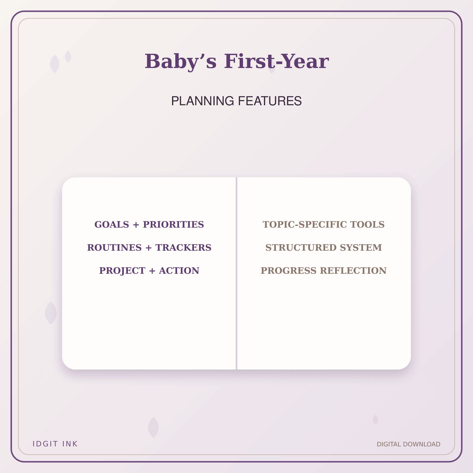 Idgit Ink Baby’s First-Year deluxe journal and planner bundle — planner organization and planning features