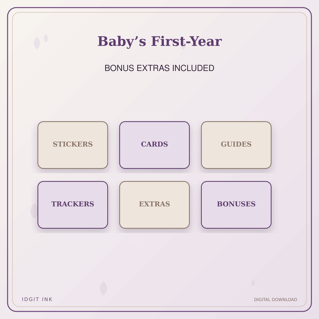 Idgit Ink Baby’s First-Year deluxe journal and planner bundle — included digital stickers and cards