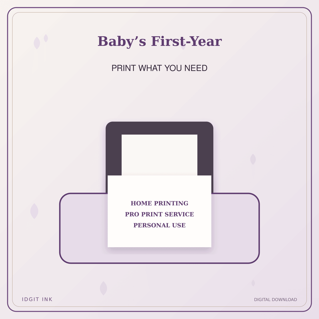 Idgit Ink Baby’s First-Year deluxe journal and planner bundle — home and professional printing information