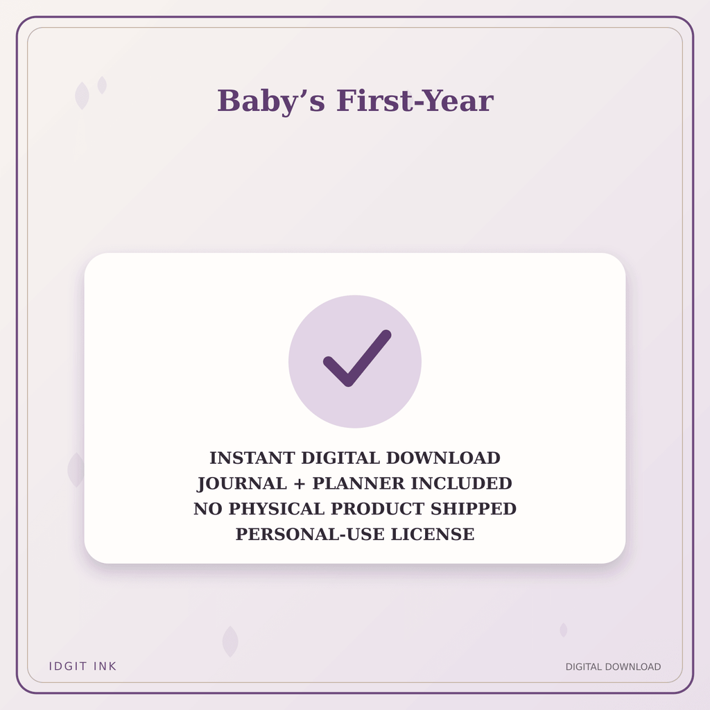 Idgit Ink Baby’s First-Year deluxe journal and planner bundle — instant download and no physical product notice