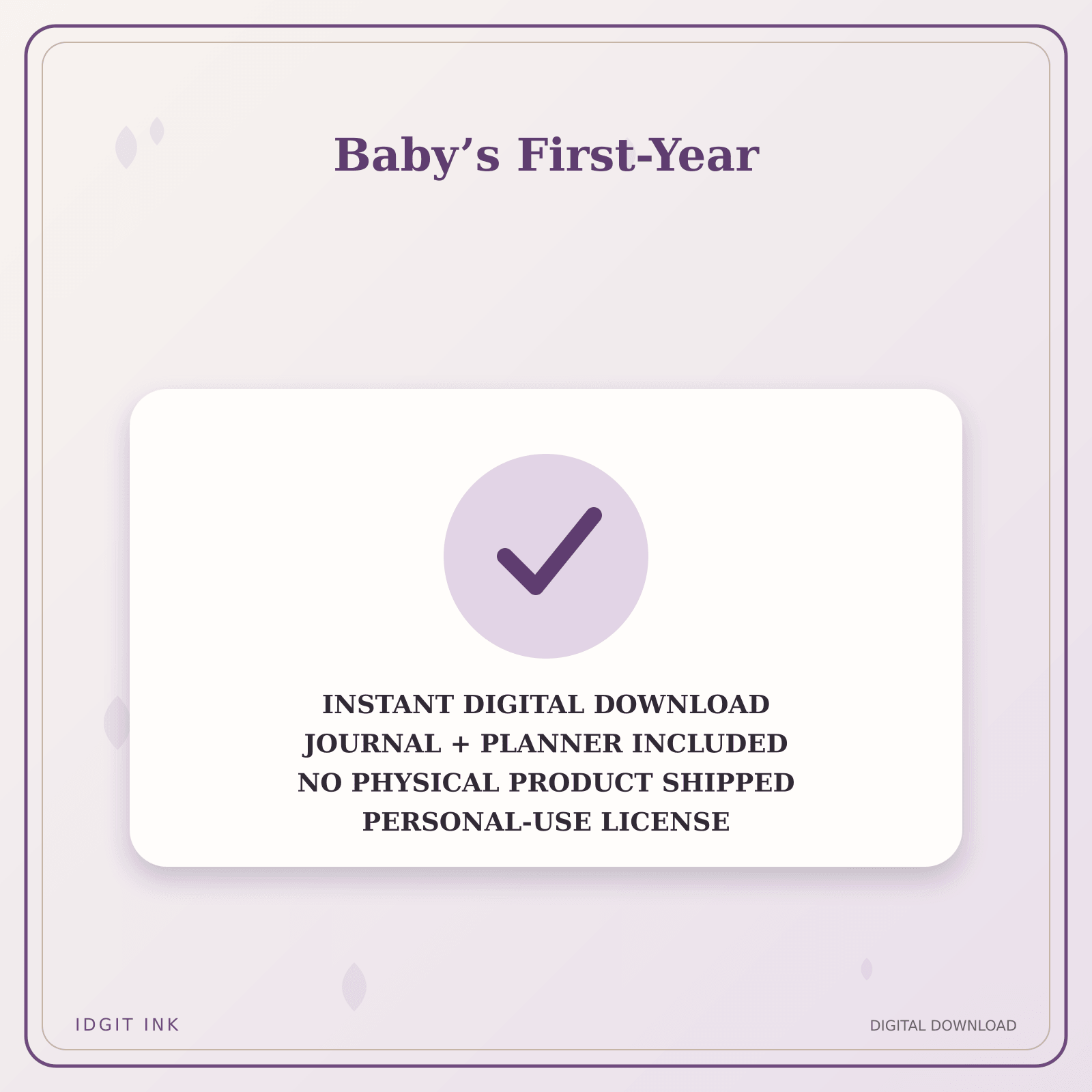 Idgit Ink Baby’s First-Year deluxe journal and planner bundle — instant download and no physical product notice
