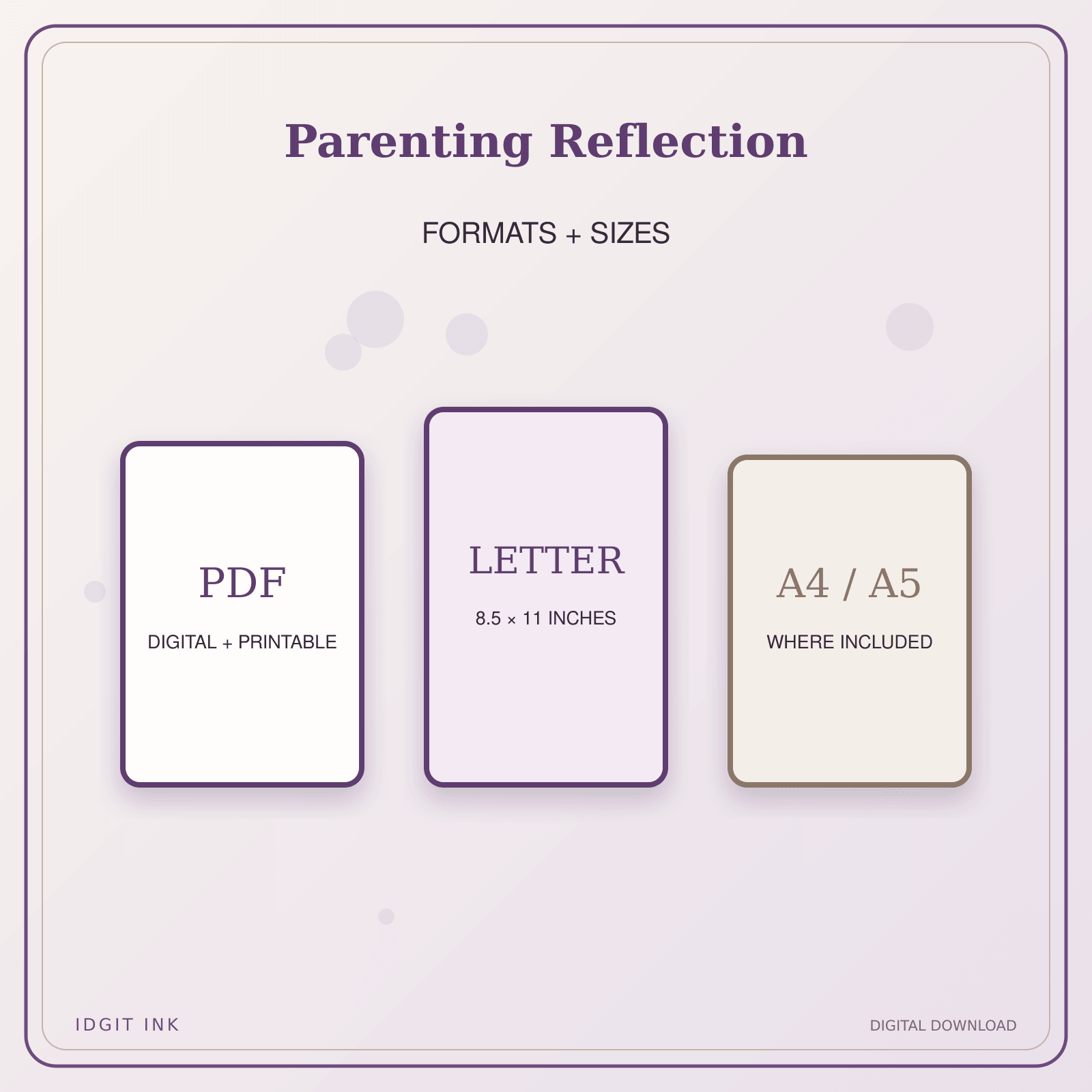 Idgit Ink Parenting Reflection deluxe journal and planner bundle — digital formats and available page sizes