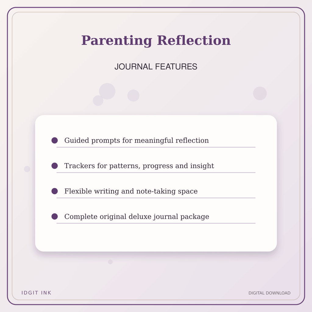 Idgit Ink Parenting Reflection deluxe journal and planner bundle — journal prompts and reflection features