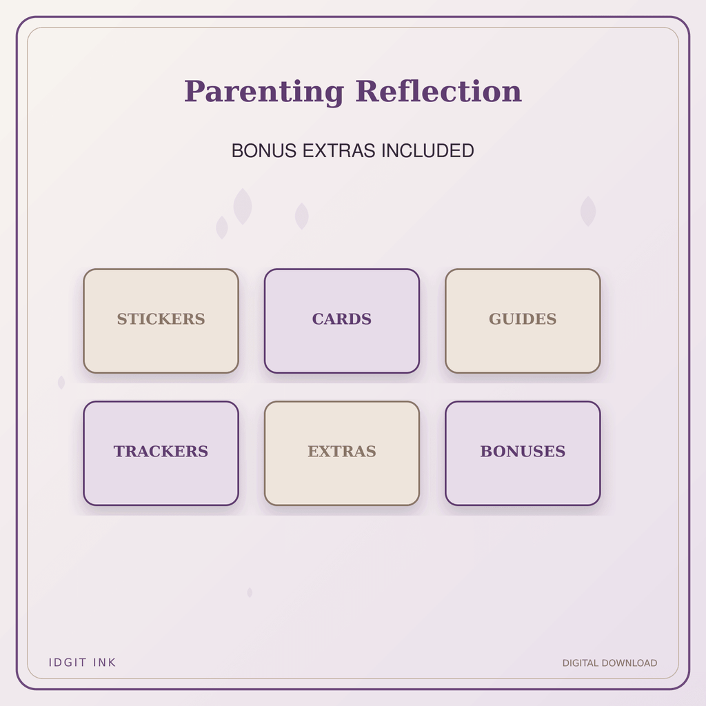 Idgit Ink Parenting Reflection deluxe journal and planner bundle — included digital stickers and cards