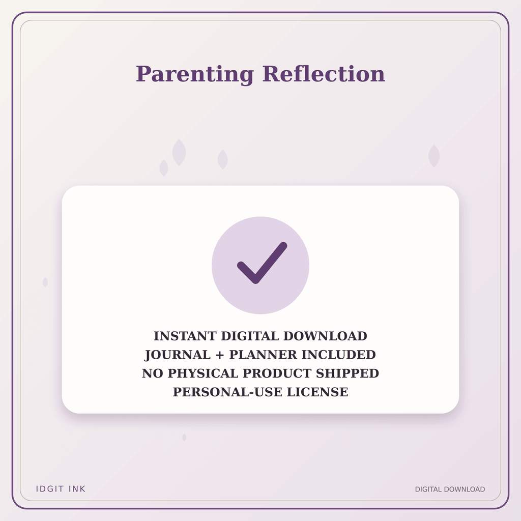 Idgit Ink Parenting Reflection deluxe journal and planner bundle — instant download and no physical product notice