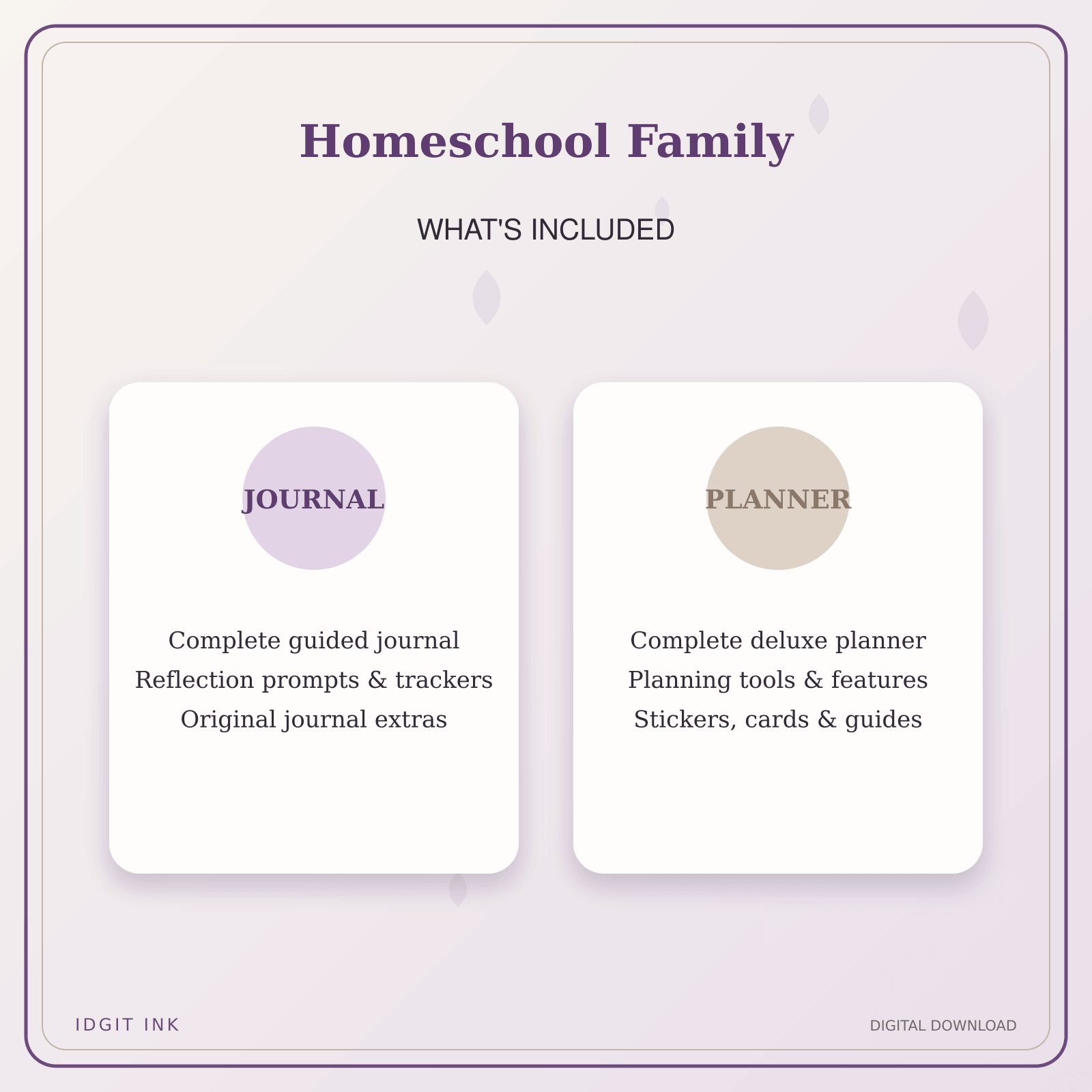 Idgit Ink Homeschool Family deluxe journal and planner bundle — complete journal and planner bundle contents