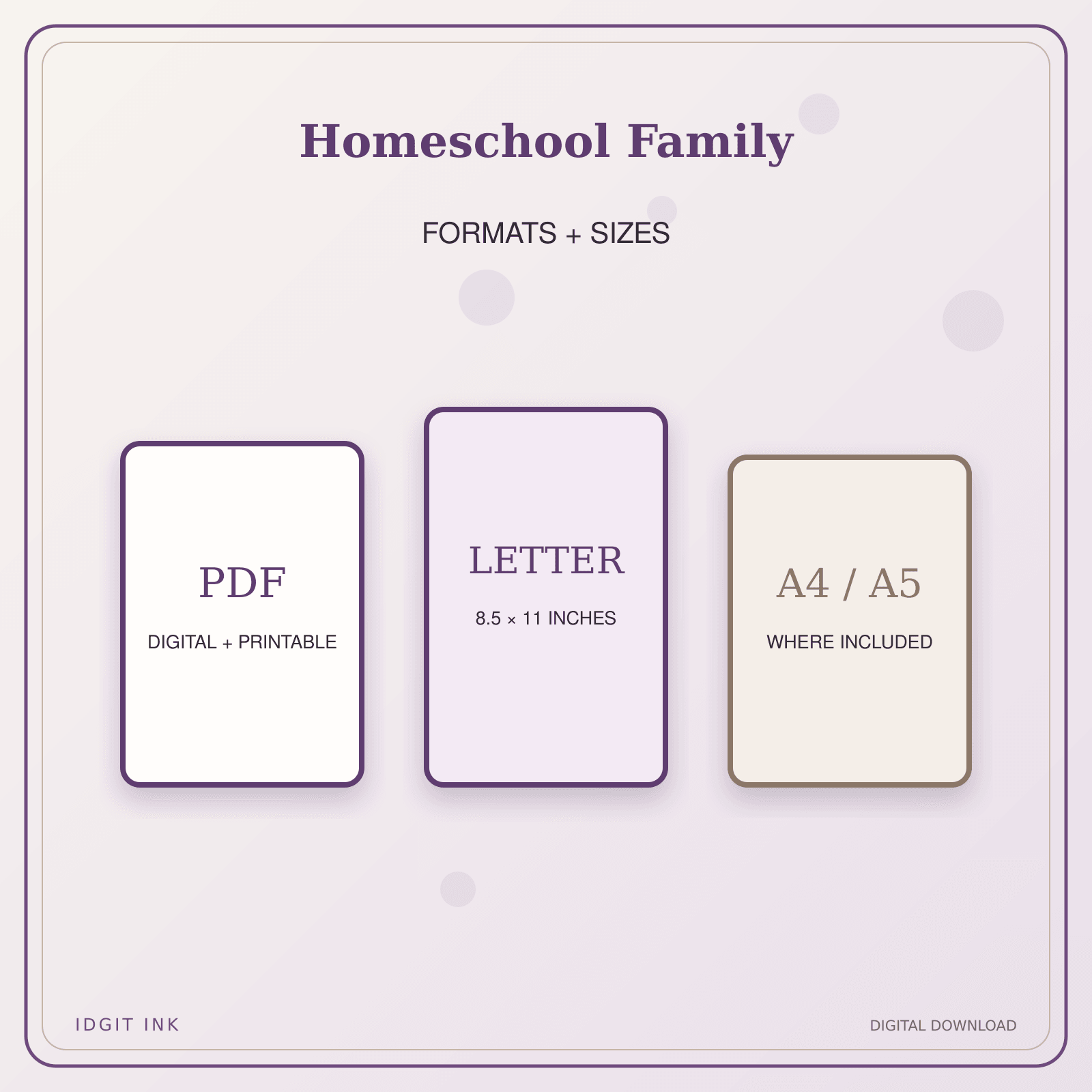 Idgit Ink Homeschool Family deluxe journal and planner bundle — digital formats and available page sizes
