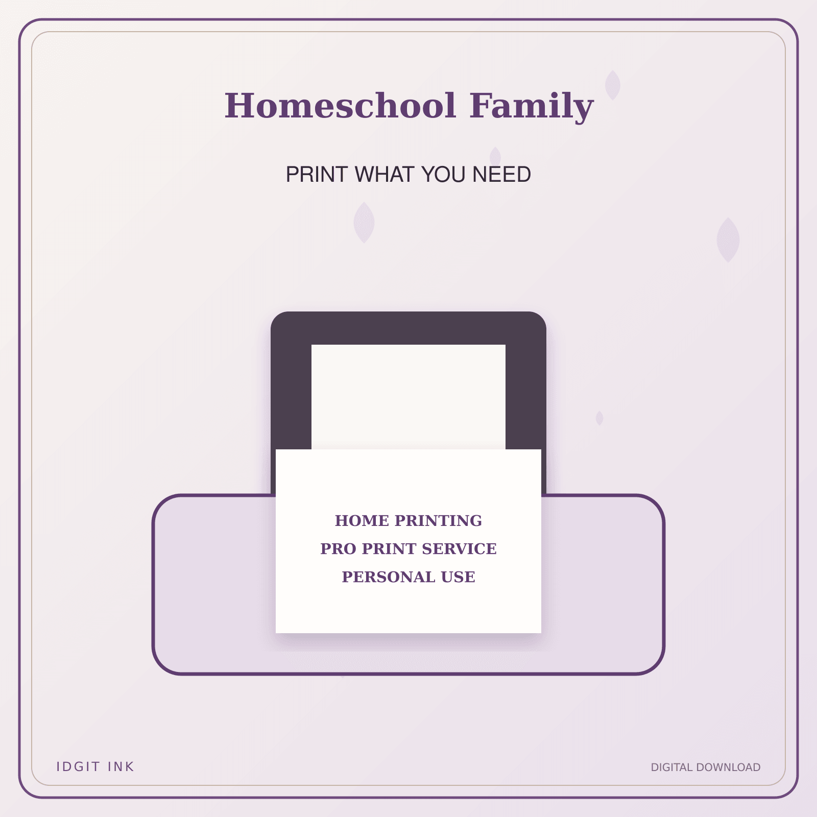 Idgit Ink Homeschool Family deluxe journal and planner bundle — home and professional printing information