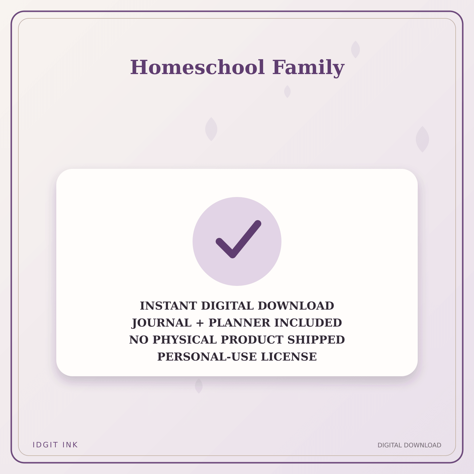 Idgit Ink Homeschool Family deluxe journal and planner bundle — instant download and no physical product notice
