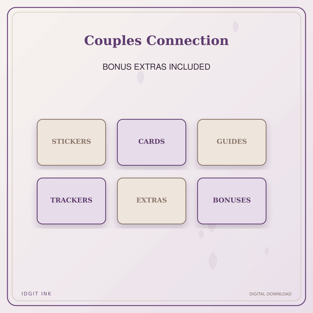 Idgit Ink Couples Connection deluxe journal and planner bundle — included digital stickers and cards