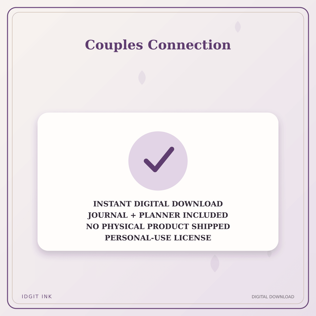 Idgit Ink Couples Connection deluxe journal and planner bundle — instant download and no physical product notice