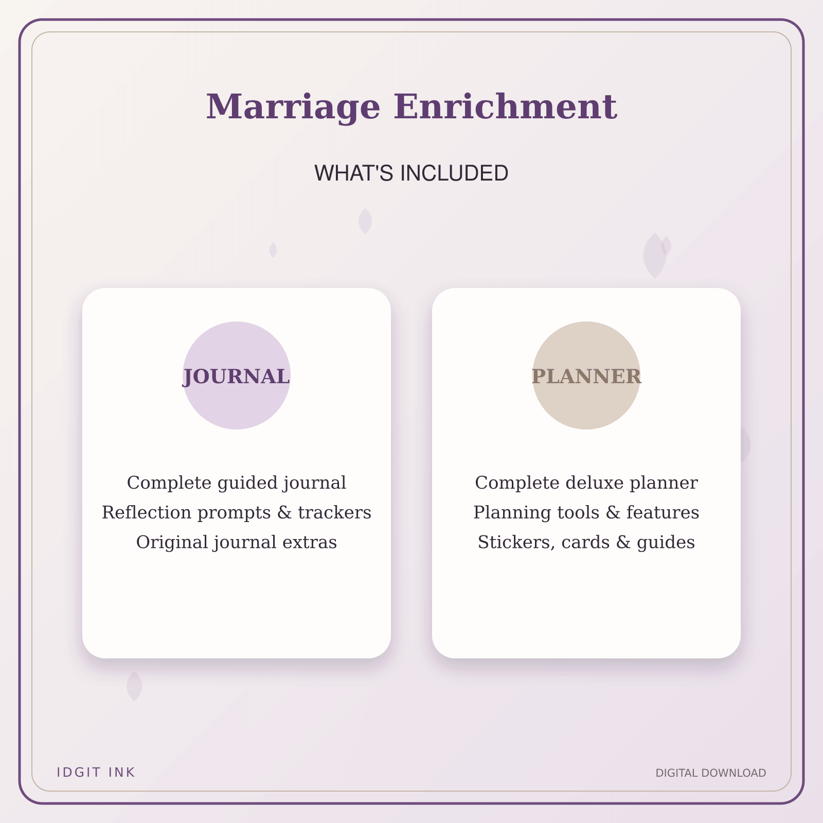 Idgit Ink Marriage Enrichment deluxe journal and planner bundle — complete journal and planner bundle contents