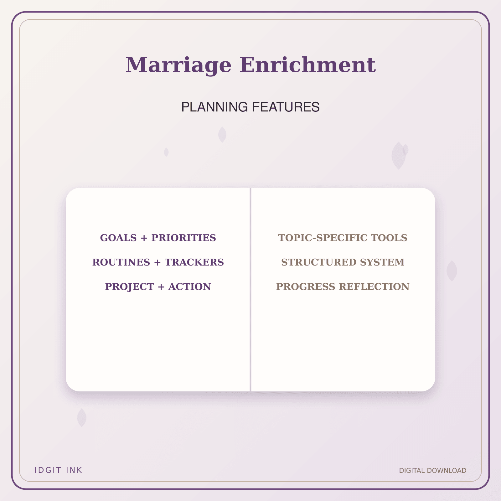 Idgit Ink Marriage Enrichment deluxe journal and planner bundle — planner organization and planning features