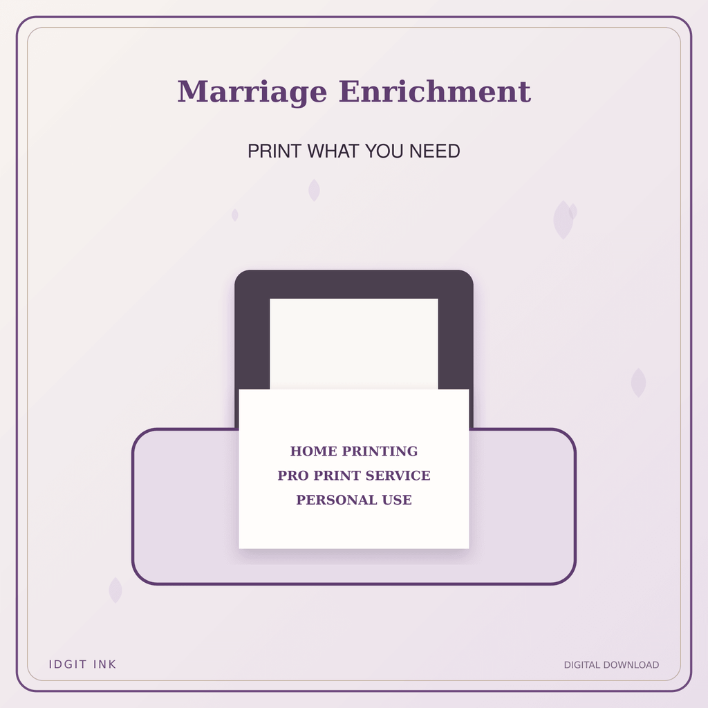Idgit Ink Marriage Enrichment deluxe journal and planner bundle — home and professional printing information