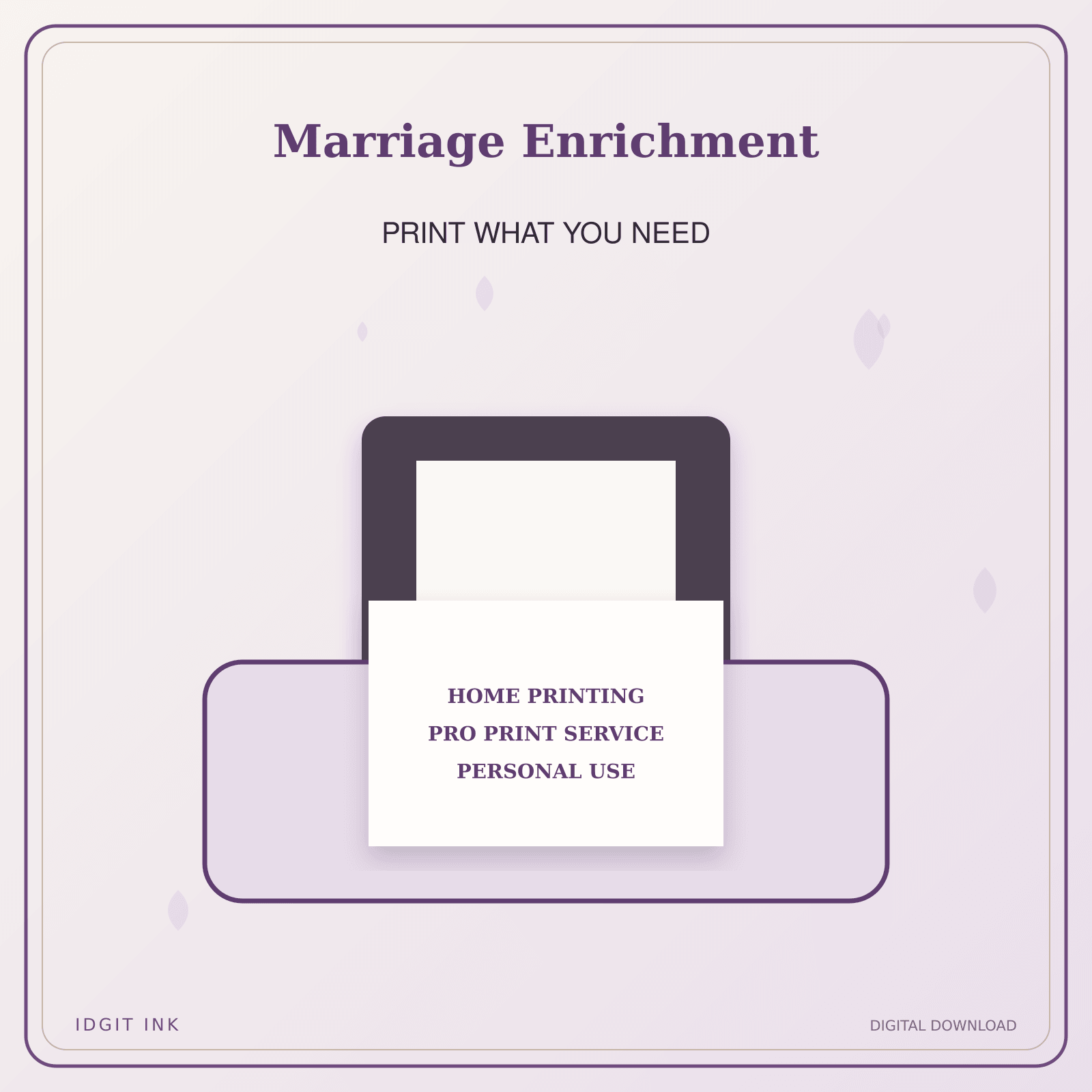 Idgit Ink Marriage Enrichment deluxe journal and planner bundle — home and professional printing information