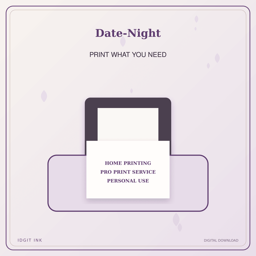 Idgit Ink Date-Night deluxe journal and planner bundle — home and professional printing information