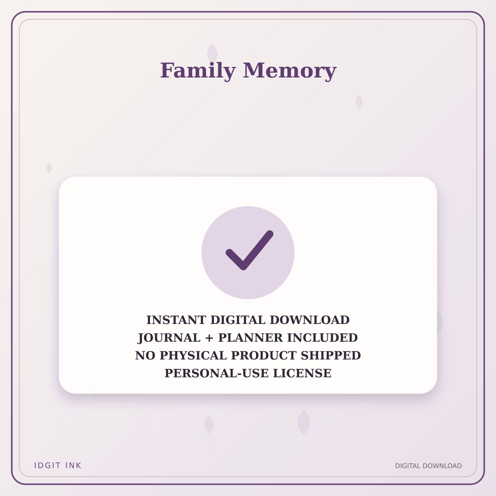 Idgit Ink Family Memory deluxe journal and planner bundle — instant download and no physical product notice