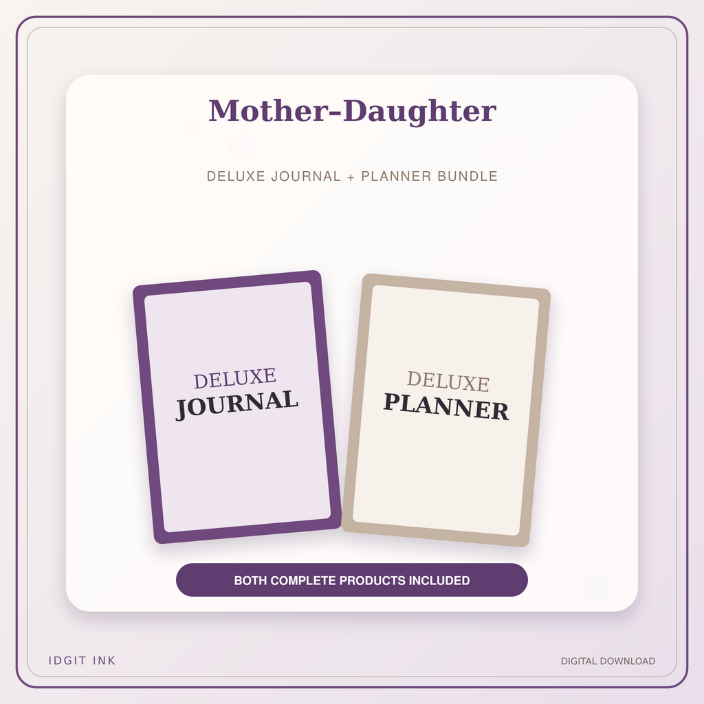 Idgit Ink Mother–Daughter deluxe journal and planner bundle — primary bundle cover showing both deluxe products