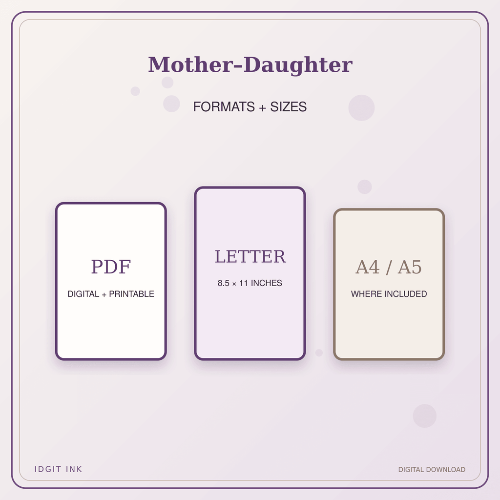 Idgit Ink Mother–Daughter deluxe journal and planner bundle — digital formats and available page sizes