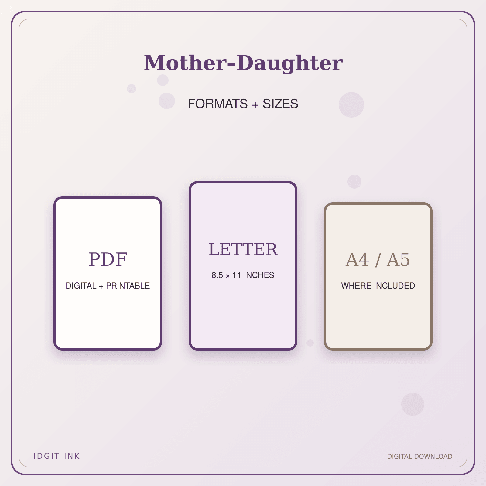 Idgit Ink Mother–Daughter deluxe journal and planner bundle — digital formats and available page sizes