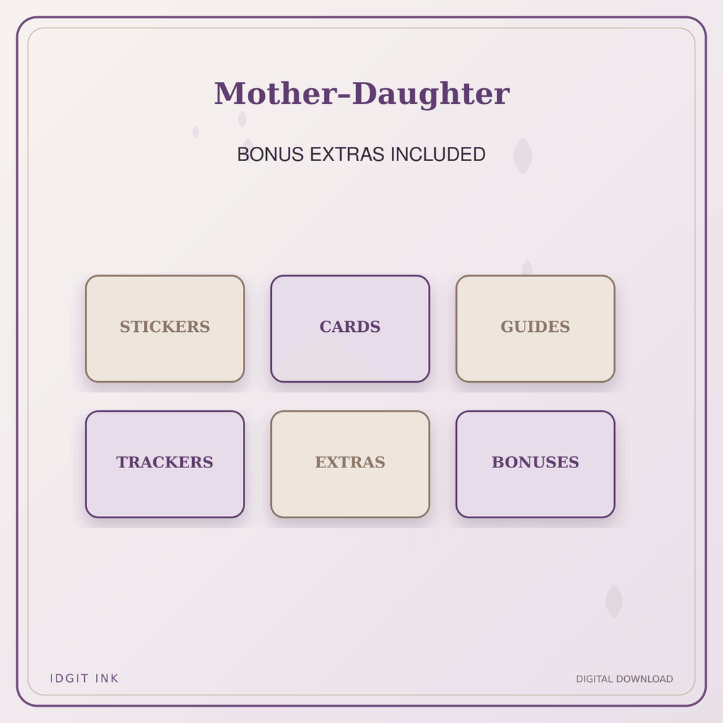Idgit Ink Mother–Daughter deluxe journal and planner bundle — included digital stickers and cards