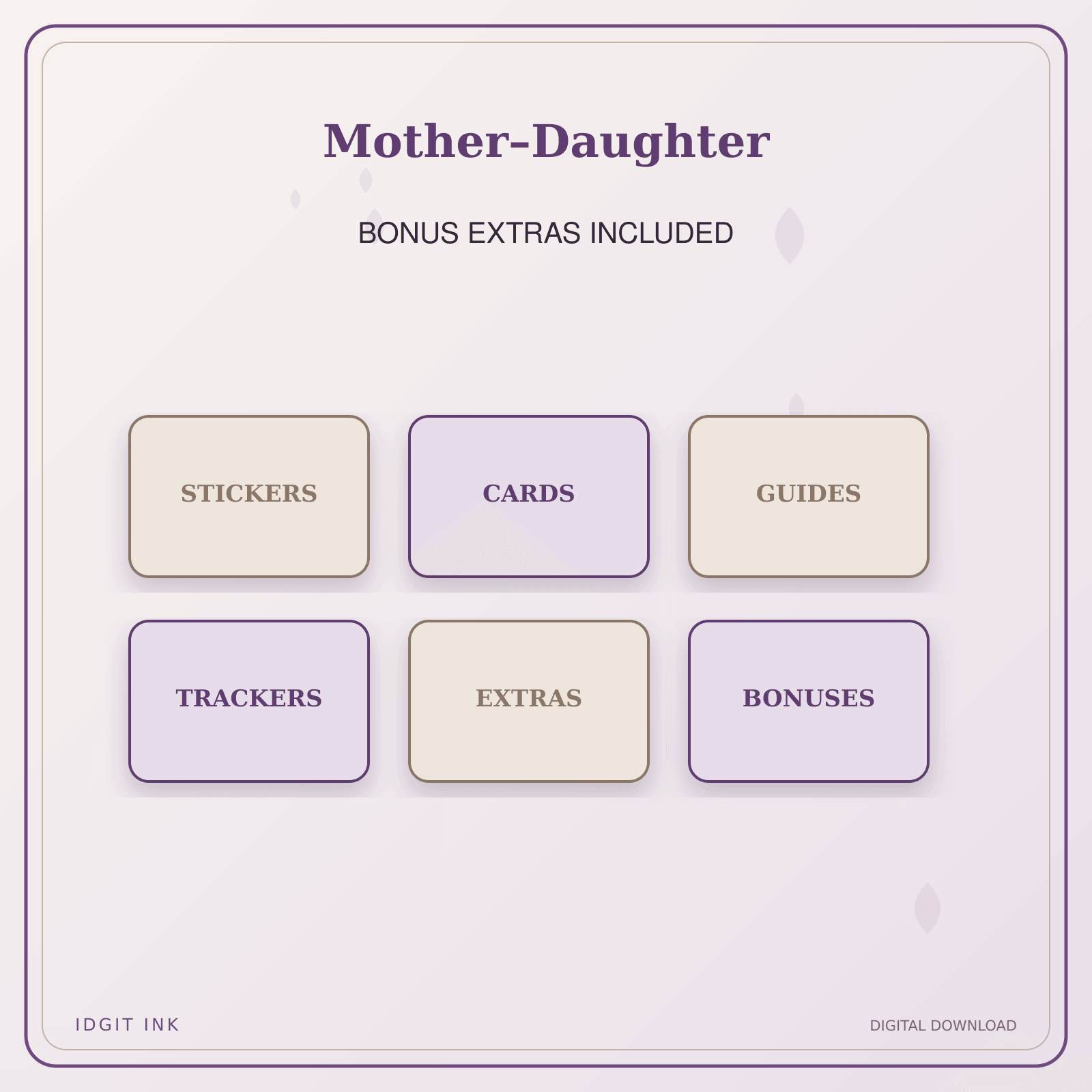 Idgit Ink Mother–Daughter deluxe journal and planner bundle — included digital stickers and cards