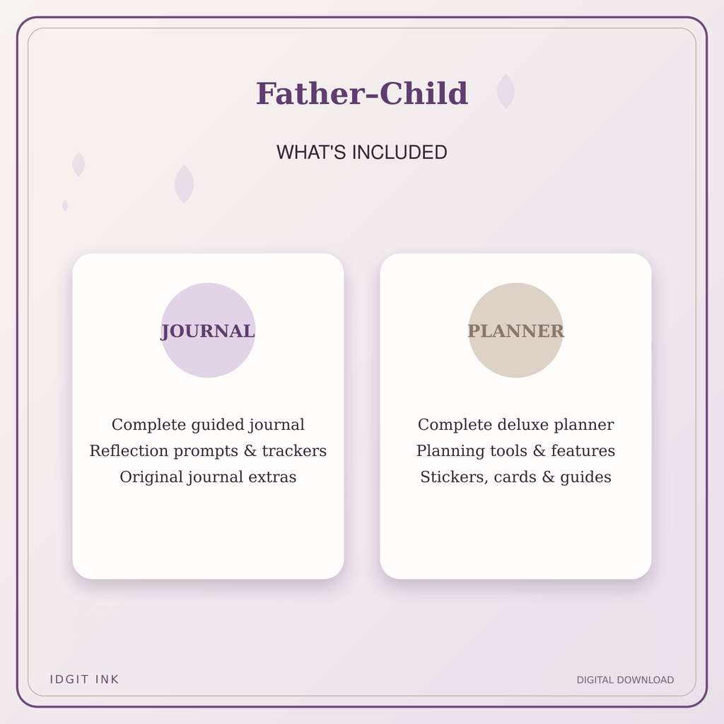 Idgit Ink Father–Child deluxe journal and planner bundle — complete journal and planner bundle contents
