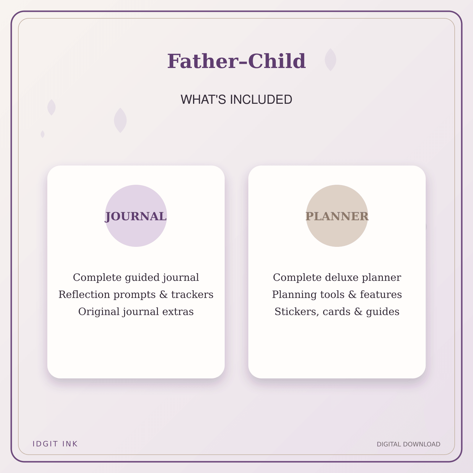 Idgit Ink Father–Child deluxe journal and planner bundle — complete journal and planner bundle contents