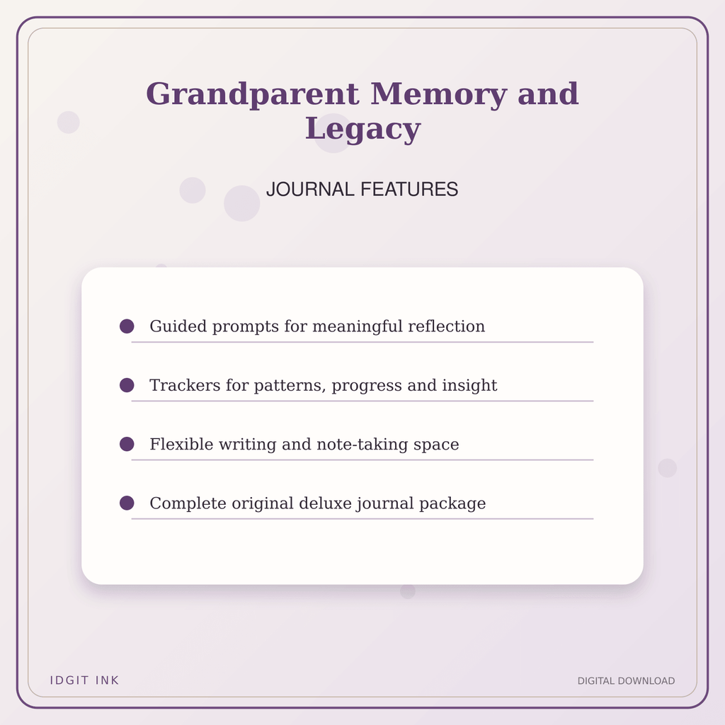 Idgit Ink Grandparent Memory and Legacy deluxe journal and planner bundle — journal prompts and reflection features